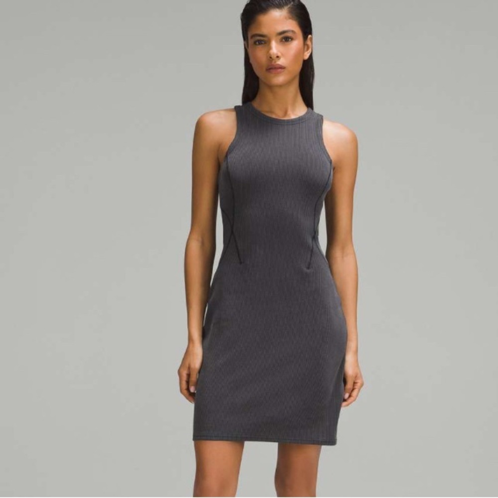 Lululemon Ribbed Softstreme Slim-Fit Tank Dress Black